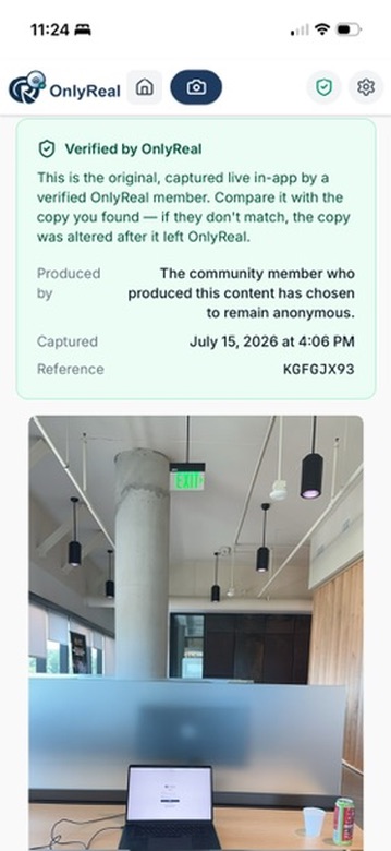 Verification — checked at app.only-real.app/verify